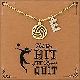 JINYRSOC Volleyball Necklace with Initial for Women Inspirational Sports Jewelry with Card Meaningful Gift for Volleyball Players and Teams