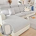 Stretch Sofa Covers for Cushion Couch,Universal Wear Resistant Slipcover with Elastic Bottom,Magic Couch Cover Furniture Protector,Anti-Slip L Shape Sofa Cover,Back Cover M,Weave-Light Gray