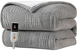 Couverture chauffante électrique 127 x 152,4 cm, 6 réglages de chaleur, arrêt automatique de 2 à 10 heures, certifié ETL, lav