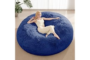 ODREAMYDOGS Bean Bag Cover (No Filler), Faux Fur Beanbag Chairs Covers Only, Stuffed Animal Storage Bean Bag, Giant Washable Beanbag Cover without Filling, 5FT, Navy Blue