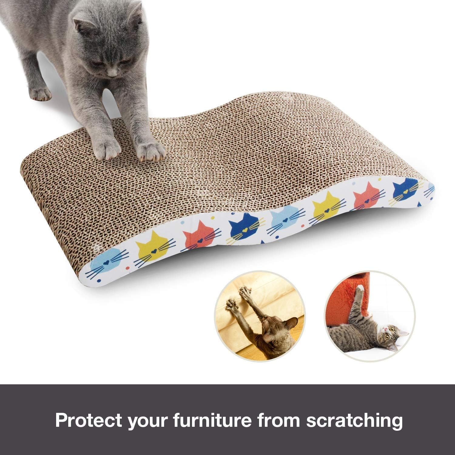 Pet Prime 3PCS Cat Scratcher Cardboard Board 3 Pack Cat Recycle Corrugated Scratching Pad Cat Scratching Lounge Sofa Bed Wave Shape Cat Scratch Pad with Catnip : Pet Supplies