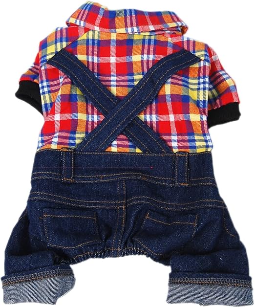 blue plaid overalls