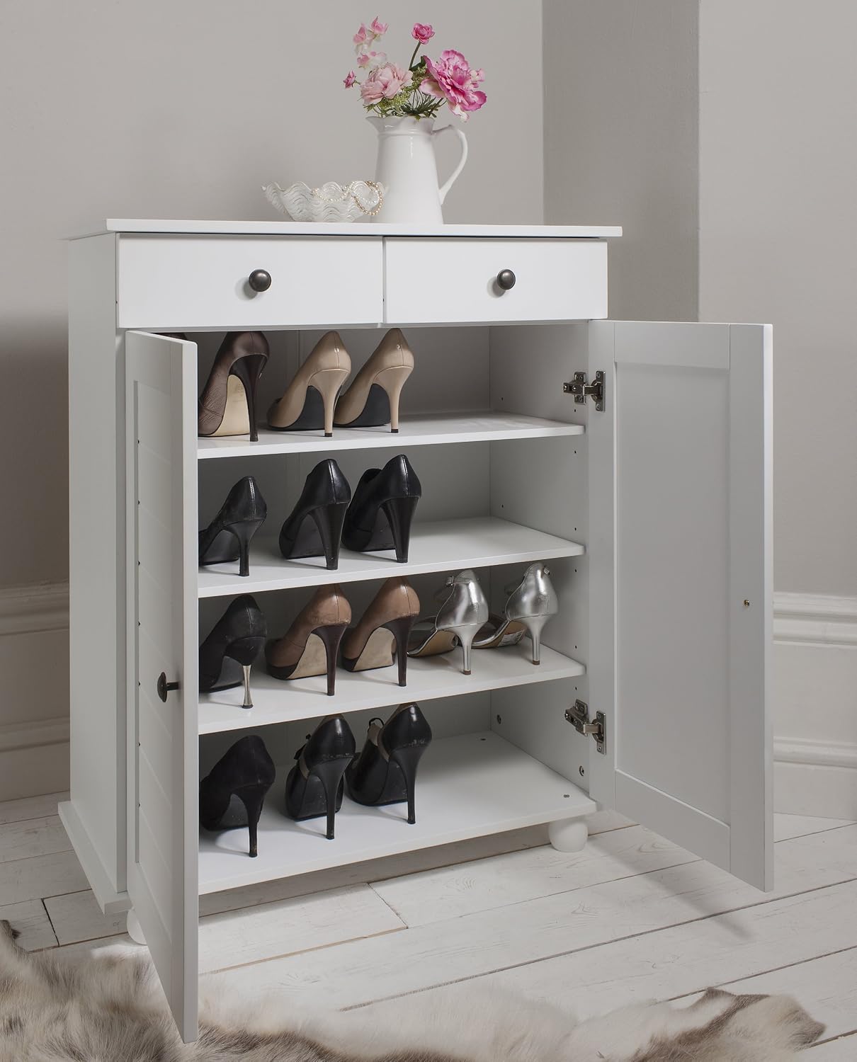 japanese style shoe rack on Silk Grey Noa And Nani Heathfield Deluxe Shoe Storage Cabinet With Drawer