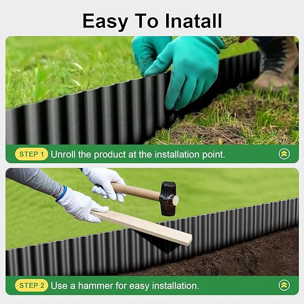 LAND GUARD CORRUGATED GARDEN EDGING BORDER, 6″ X 100′ LANDSCAPE PAVER EDGING, TALL LANDSCAPE EDGING, FENCE FOR GARDEN, FLOWER BED, LAWN AND LANDSCAPE EDGING (GLOSSY BLACK)