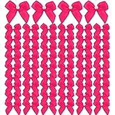 Meseey 60pcs Mini Hot Pink Satin Ribbon Bows with Pearl Ribbon Flowers Appliques DIY Craft for Sewing, Scrapbooking, Wedding, Gift,Christmas Decoration (Hot Pink)