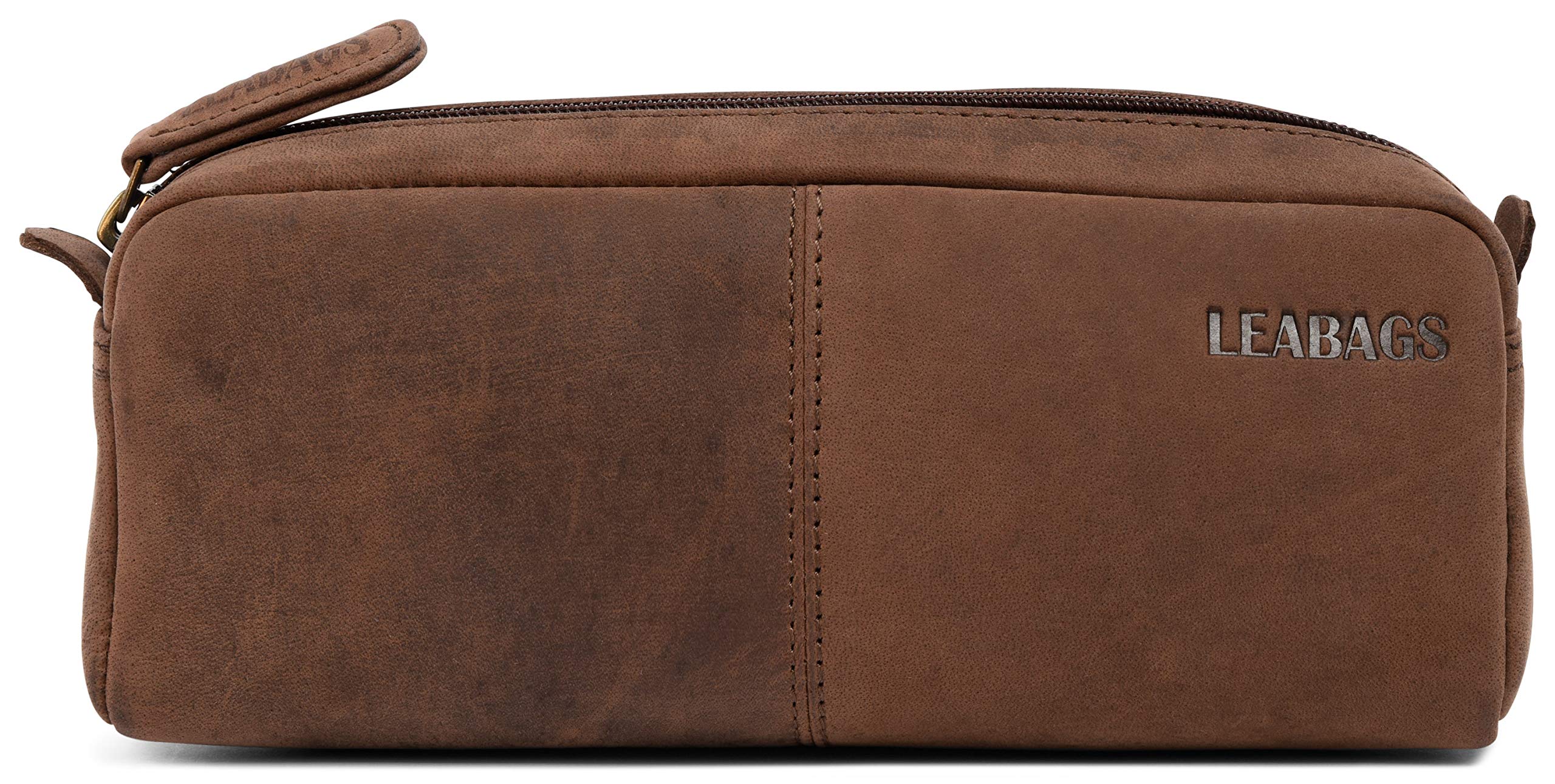 Leabags Fort Wayne Pencil Case Vintage Style Genuine Buffalo Leather, Brown (nutmeg) (Brown) - 4250918904822