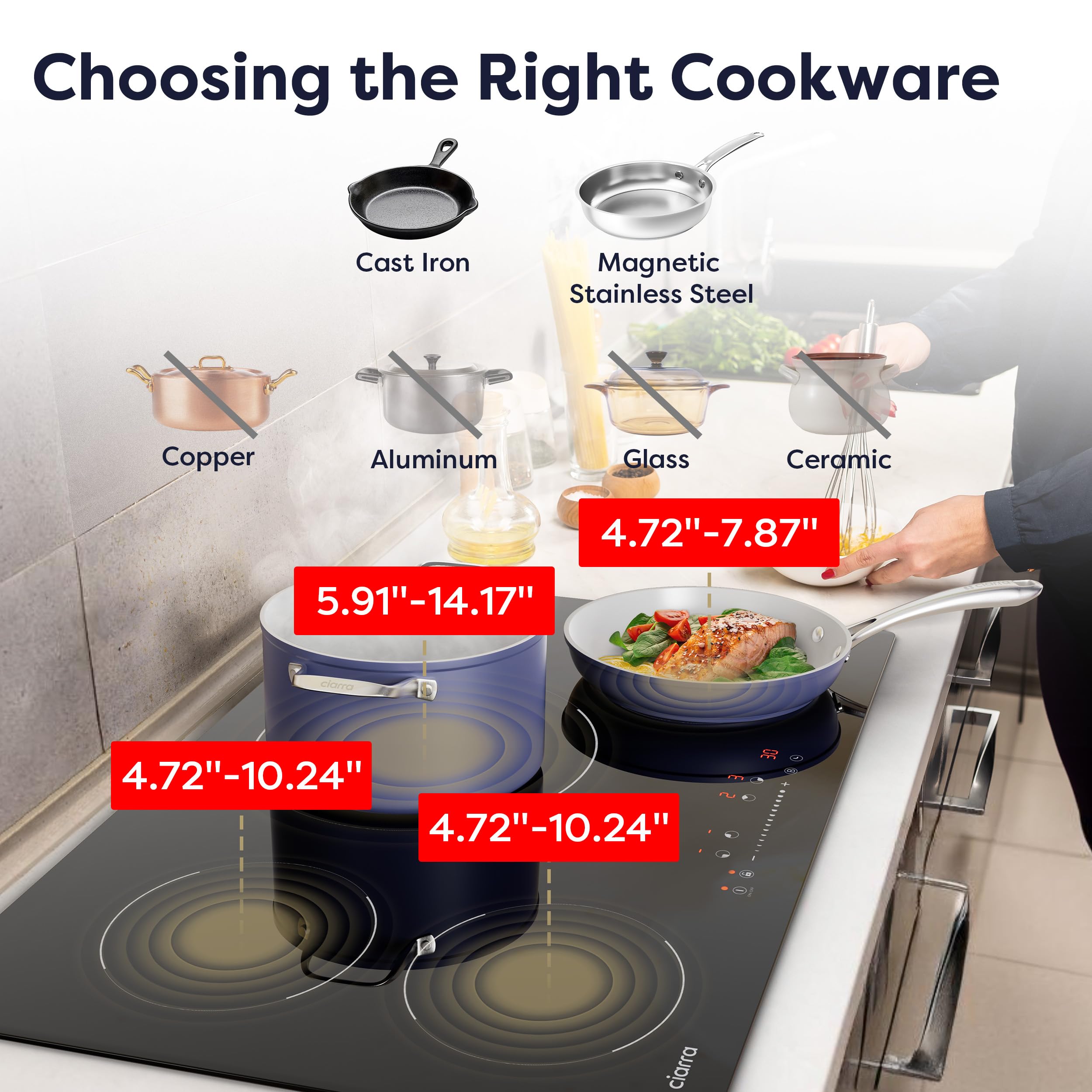 CIARRA 30 inch Induction Cooktop 4 Burners, 8200W Built-in Induction Stovetop with Booster, Timer & Safety Lock