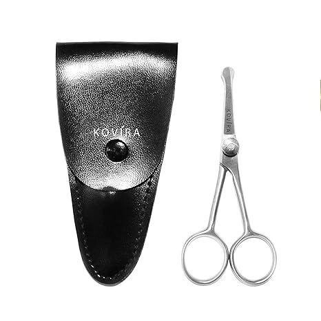 Nariz Tijeras (10cm) - Acero Inoxidable Punta Redonda TIJERA PARA LA NARIZ con Estuche