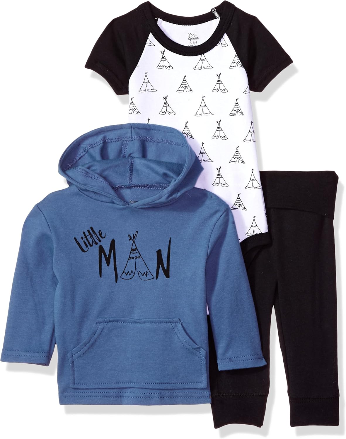 Yoga Sprout Unisex Baby Cotton Hoodie, Bodysuit or Tee Top, and Pant: Clothing