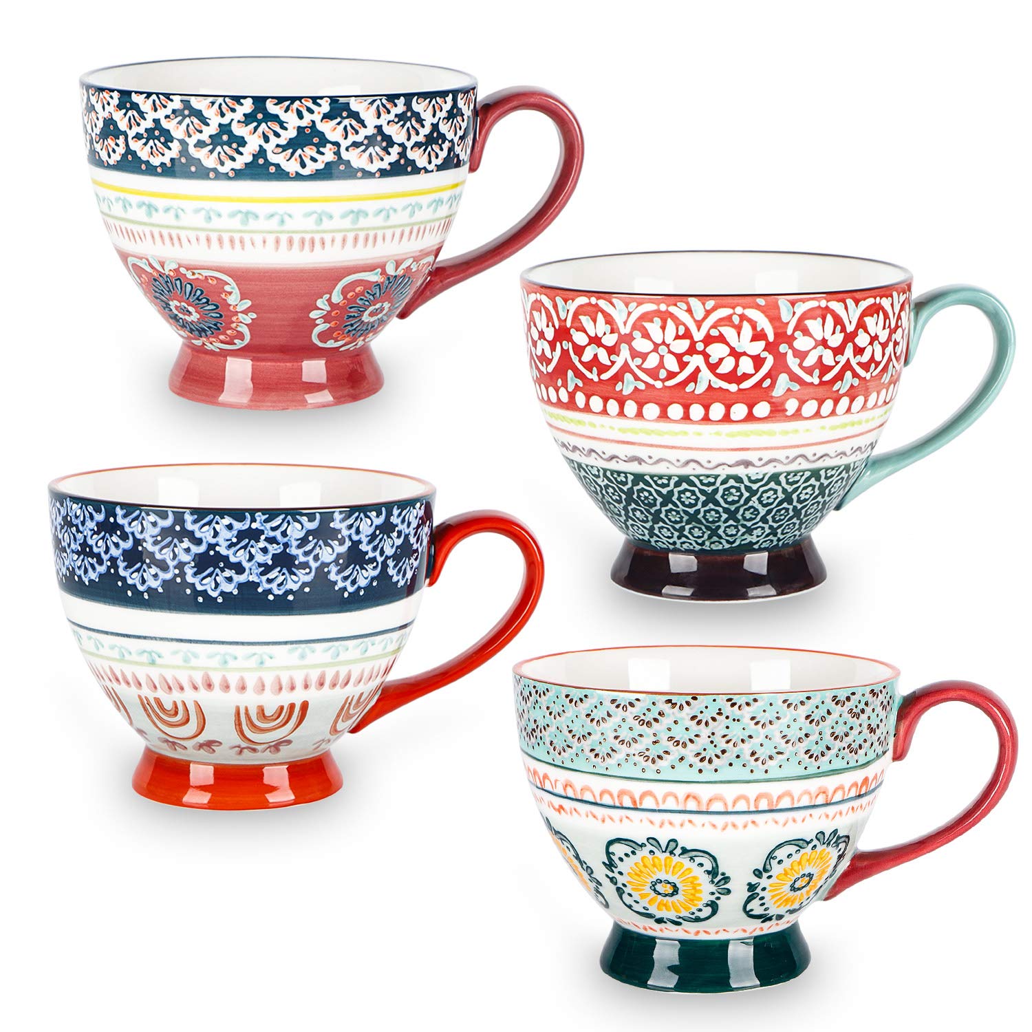 superyes Large Coffee Mugs Sets of 4, Coffee Cups Set for Tea Milk Latte Cappuccino Cereal Hot Chocolate Soup, Gift for Friend, Family 15oz