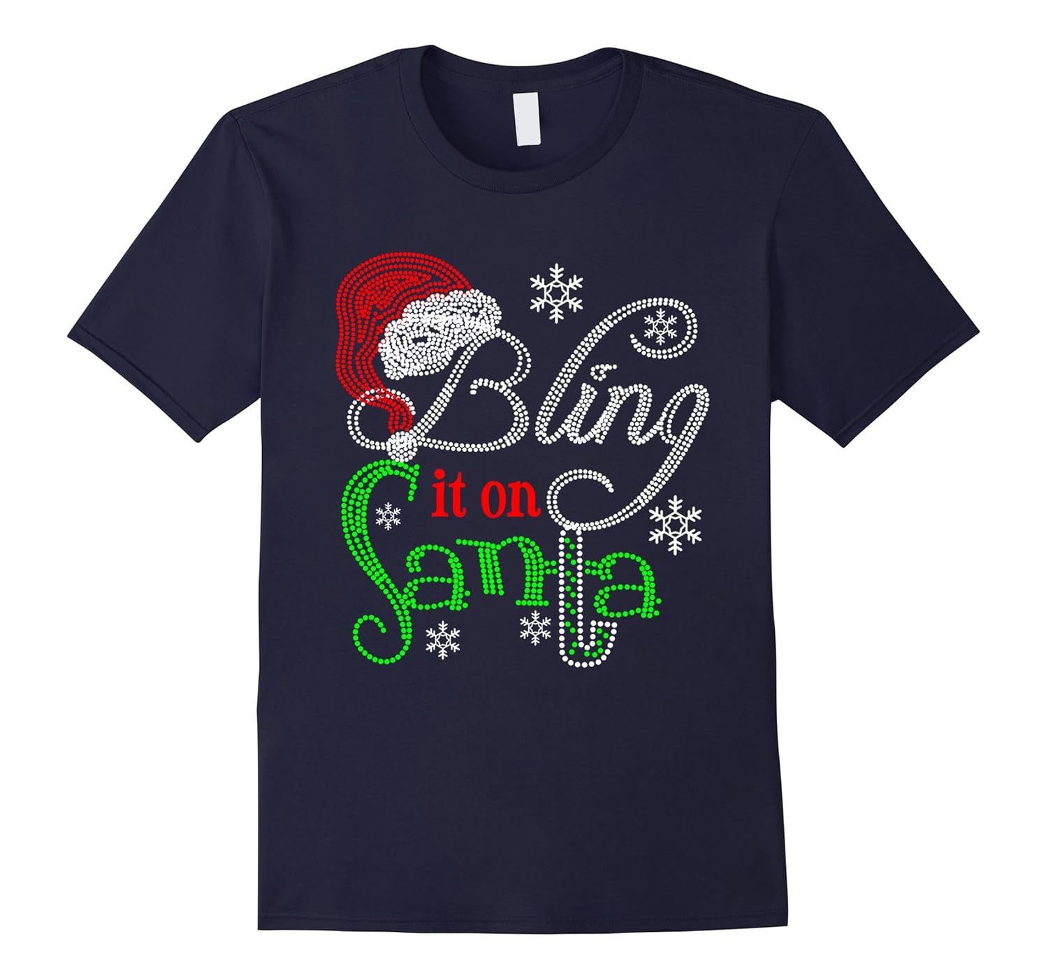 Cute Bling Santa Christmas T-Shirt for Women Girls Gift-Rose