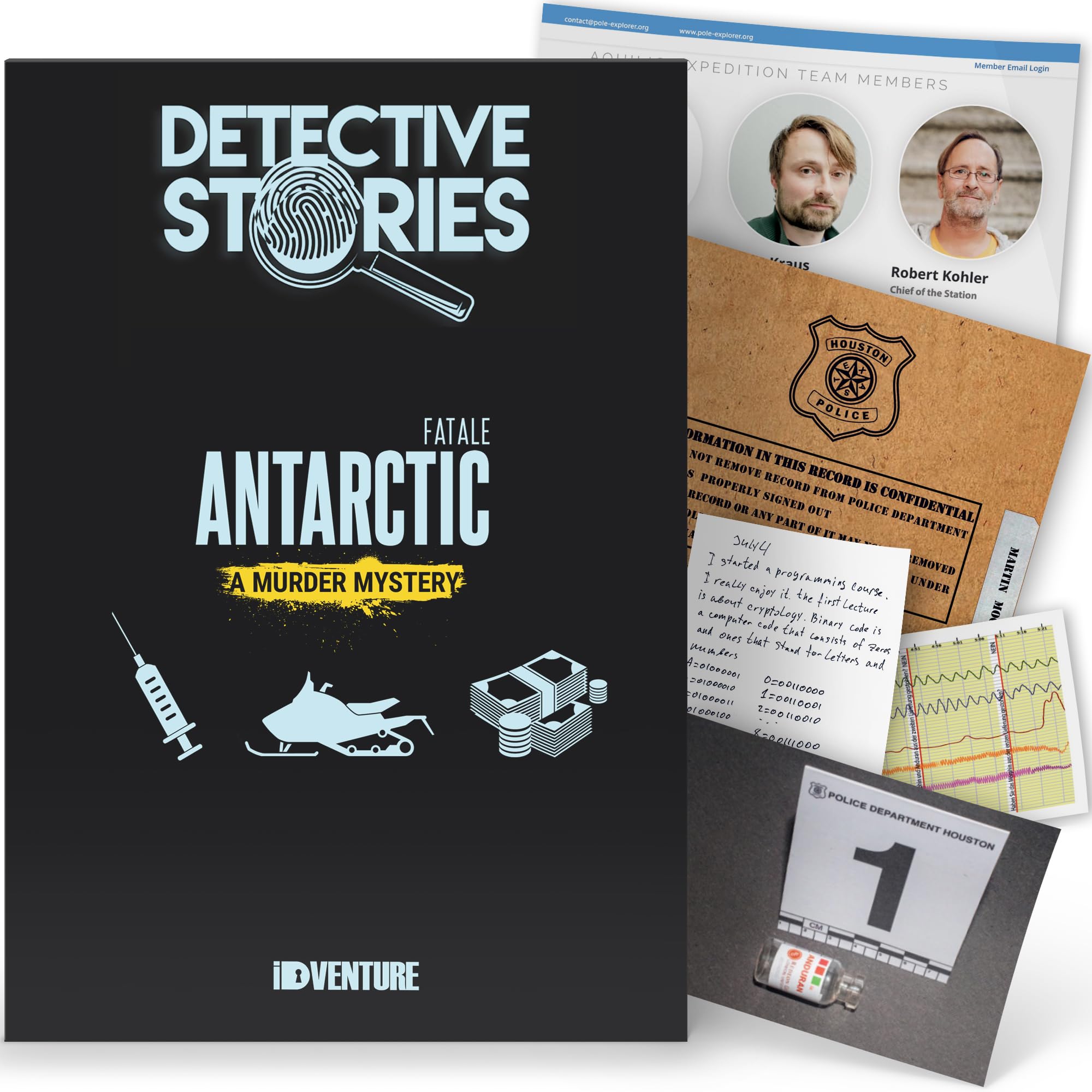 iDventure Detective Stories: Antarctic Fatale - Crime escape room game (1-6+ players) - Escape crime game for adults and teenagers - Cold case files for everyone