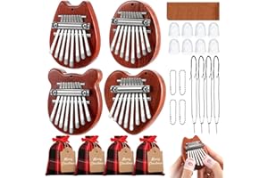 Lukmaa 36 Pcs 8 Keys Mini Kalimba Piano Set,8 Finger Thumb Piano 4 Scores 4 Lanyard 4 Chains 8 Finger Protector 4 Cleaning Cloth 4 bag 4 Tag Christmas Gift for Kids Adult Beginner (Classic Style)