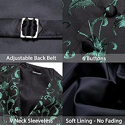 Barry.Wang Green Black Vest for Men Silk Jacquard
