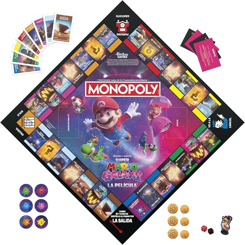: Super Mario Galaxy La Película Juego de Mesa I Divertidos Juegos Familiares para niños, Adolescentes y Adultos | De 2 a 6 Jugadores | Edad: 8+ - Versión en español