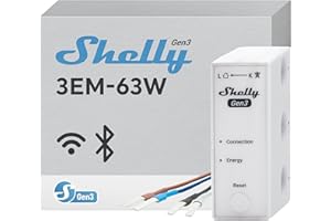 Shelly 3EM-63W Gen3 | Wi-Fi Operated Smart 3-Phase Energy Meter | Home Automation | Compatible with Alexa & Google Home | iOS Android App | No Hub Required | Data Logging | Solar Photovoltaic Ready