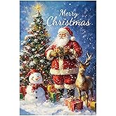 Christmas Garden Flags, 45x30cm/17.71x11.87in Double-Sided Large Christmas Flags Happy New Year Xmas Banner Winter Holiday Decorations for Outside Home Outdoor Yard Garden