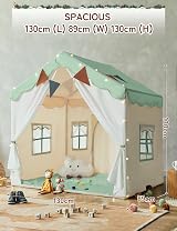 besrey 2-in-1 Kids Play House Tent with Lights & Pad Green view 7