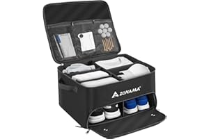 Z ZONAMA Golf Trunk Organizer, 3 Layers Large Space Car Trunk Locker, with Separate Compartment, Waterproof Golf Accessories Bag for 2 Pairs of Golf Shoes, Balls, Clothes, Golf Gift for Men Women