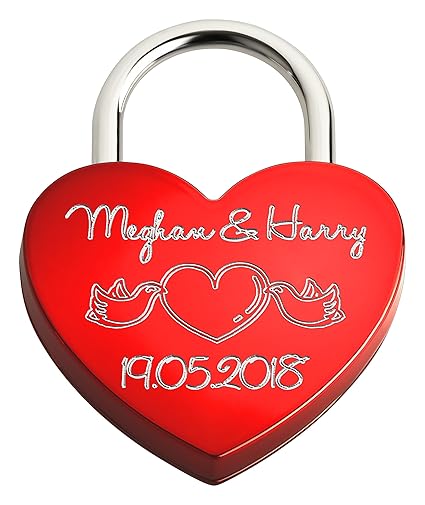 Liebesschloss In Herzform ? | Personalisiertes Herzschloss Mit Beidseitiger Gravur Als Liebesgeschenk | Rot
