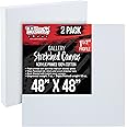 U.S. Art Supply X-Large Stretched Canvas for Painting 48x48 inch Gallery Depth 1-1/2" Thick, 2-Pack - 12oz Acrylic Gesso Triple Primed, Professional Artist Quality, 100% Cotton - Oil, Pouring Paint
