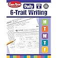 Evan-Moor Daily 6-Trait Writing, Grade 6 Homeschool and Classroom Resource Workbook, Reproducible Worksheets, Teaching Edition, Lesson Plans, Ideas, Organization, Word Choice, Sentence Fluency, Voice