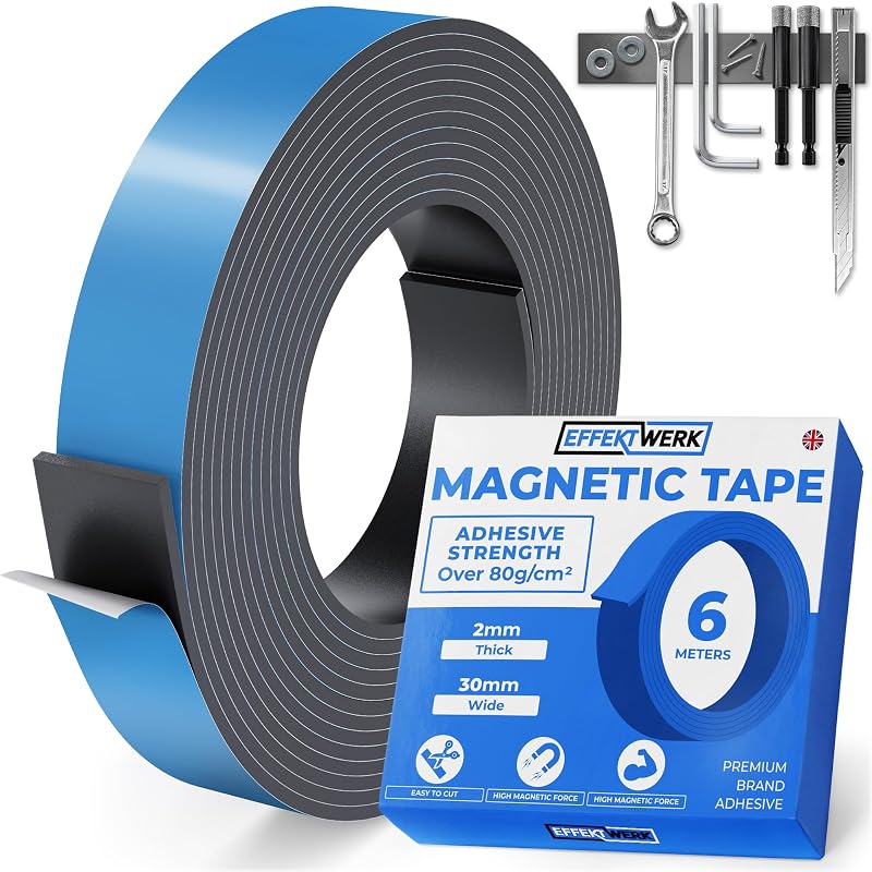 Magnetic Tape Roll 6 m x 30 mm Extra Thick with Strong Adhesive