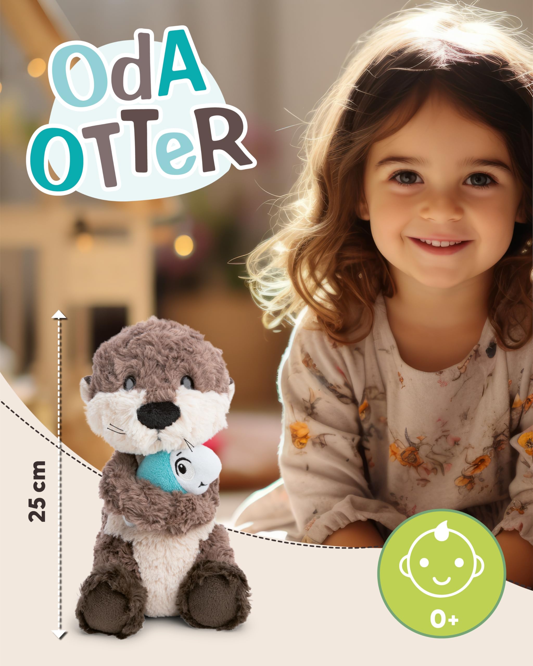 NICI Kuscheltier Otter Oda mit Fisch 25cm - grau - Stofftier aus weichem Plüsch, niedliches Plüschtier zum Kuscheln und Spielen, für Kinder & Erwachsene, tolle Geschenkidee - 62648 3