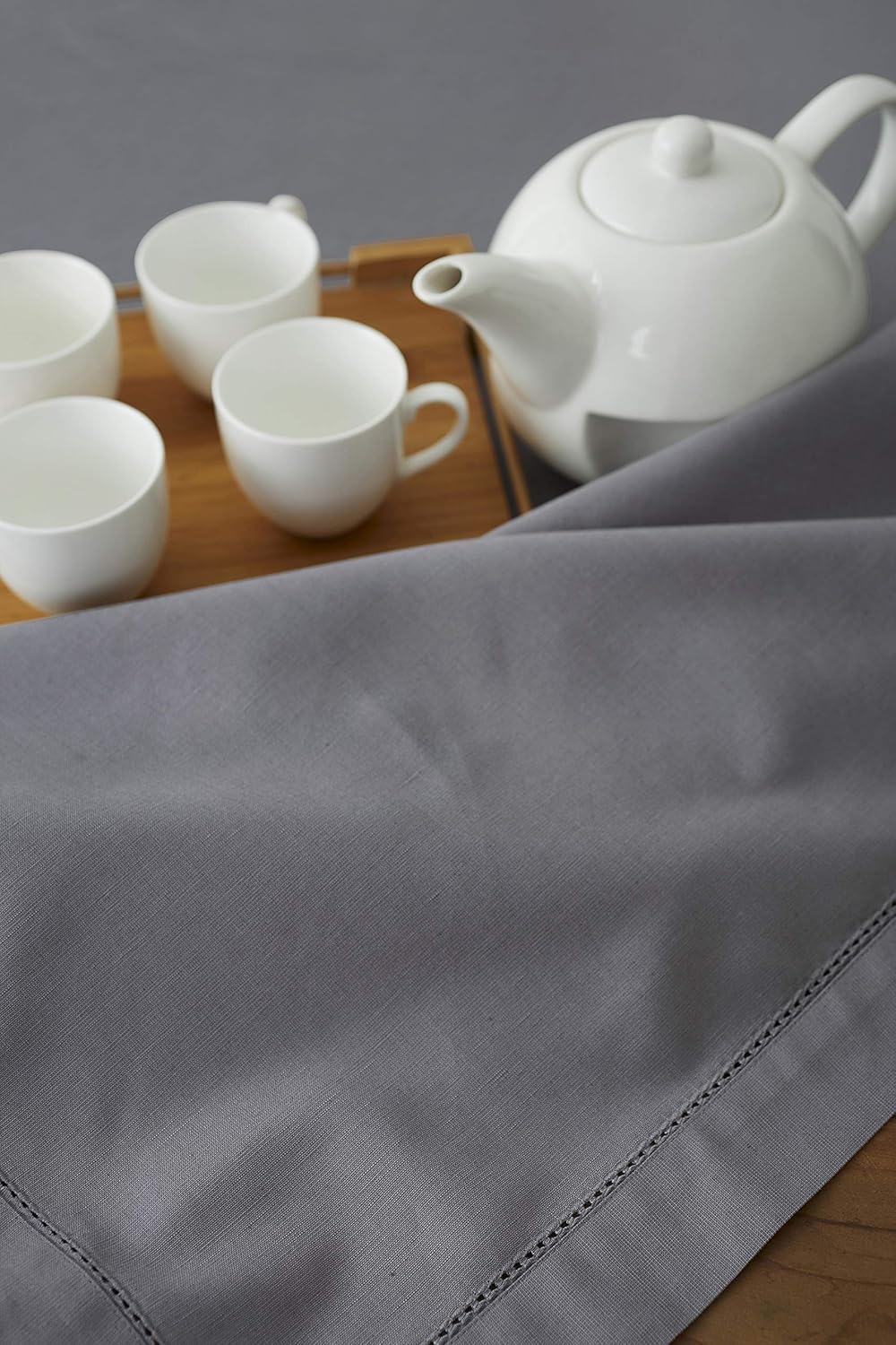 Solino Home Hemstitch Cotton Linen Tablecloth – 58 x 84 Inch, Natural Fabric Machine Washable - White Tablecloth for Indoor and Outdoor use: Home & Kitchen