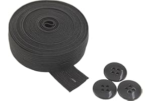 Flat Sewing Band Spool with Buttonholes, Elastic Stretchable, Ideal for DIY Waistbands and Necklines (Black, 3/4 inch × 3 Yar