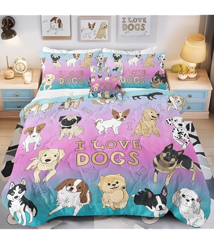Sausage Dog 7-Piece Bedding Set Full Size - Cute Dachshund Print Comforter With Sheets & Pillowcases