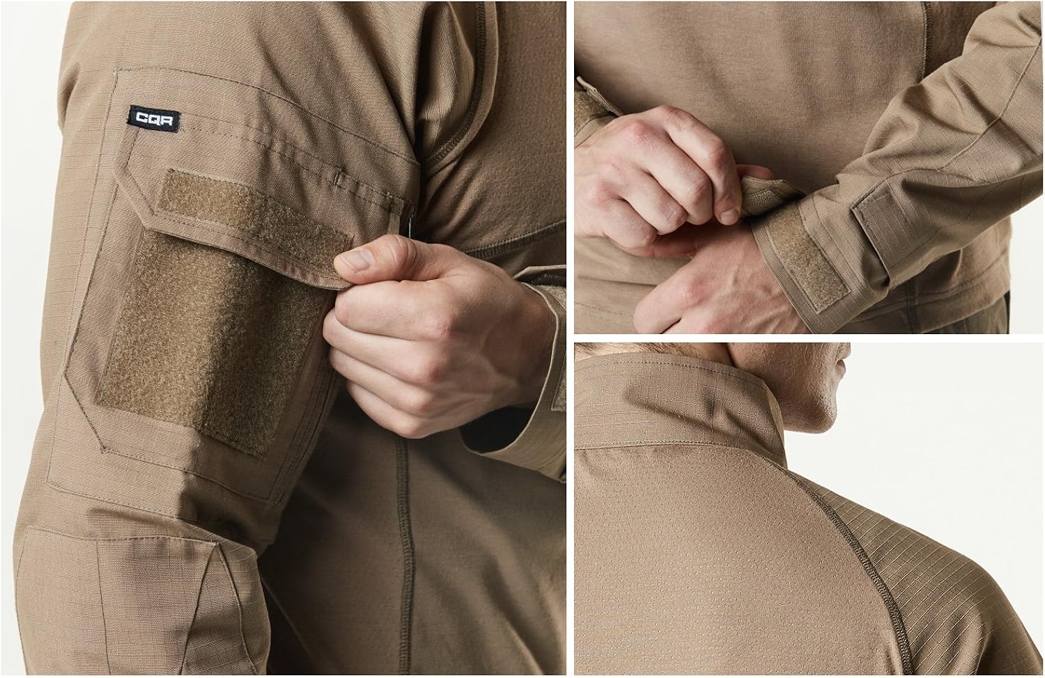 CQR Men's Combat Shirt Tactical 1/4 Zip Assault Long Sleeve Military BDU Shirts Camo EDC Top: Clothing