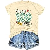 Teacher Shirts 100 Days of School Shirt Happy 100th Days T-Shirt for Women Student Teach Graphic Tee Gifts Tops Pink