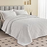 Oversized King Bedspreads 128x120 for Split Adjustable Bed or Extra Large/Tall Cal King or King Bed Lightweight Quilted Coverlet Sets 1 Quilt 2 Pillow Shams White