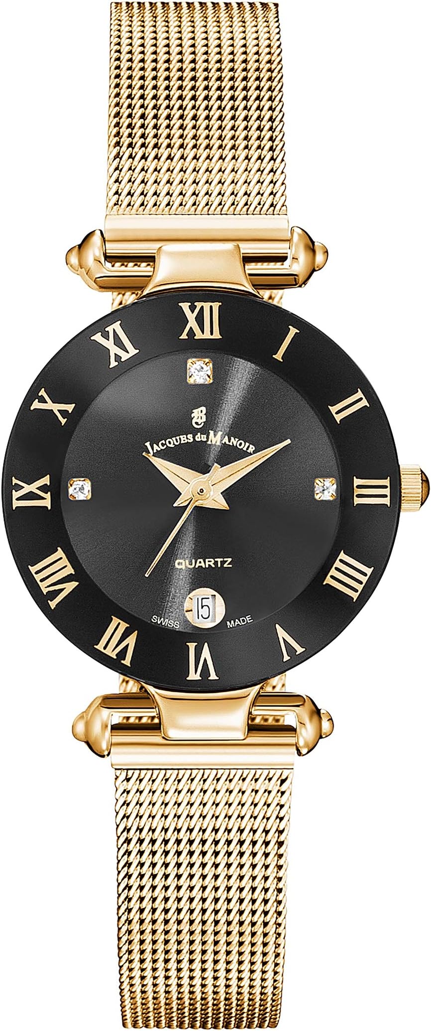 Women's Swiss-Quartz Watch with Stainless-Steel Strap, Black, 12 (Model: RCM30)