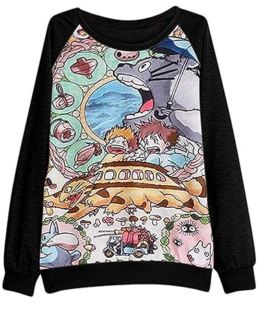 Meyison Mein Nachbar Totoro Kapuzenoberteile Langarm Sweatshirt Pullover Damen