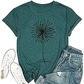 Womens Dandelion T Shirts Sunflower Graphic Casual Tees Short Sleeve Tops