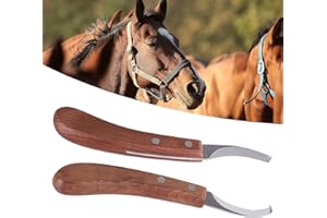 TOHONGADON Left and Right Handed Hoof Knives with Wooden Handle 2Pack Farrier Hoof Trimming Knife Set of Horses Cow Donkey