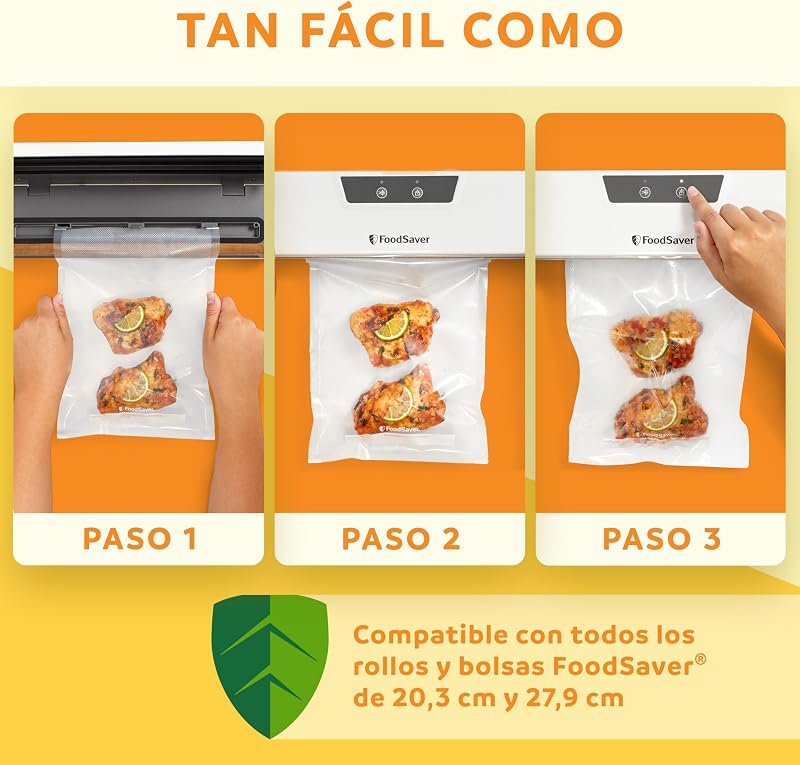 Everyday envasadora al vacío | Mantiene los alimentos frescos hasta 5X más tiempo | Maquina de envasar al vacio con diseño compacto | Con 5 bolsas para envasar al vacío (0,94 l y 3,78 l) — foto 4 de 7