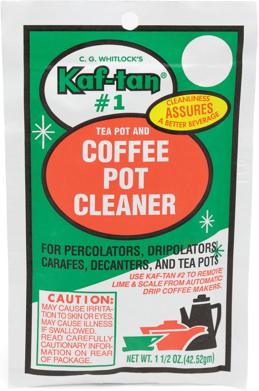 KAF-TAN #1 Coffee Pot Cleaner/Stain Remover, 1.5 Ounce Packet