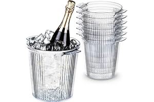 DecorRack 6 Pack Acrylic Ice Buckets with Handles, 2.5 Liter Crystal Clear Wine Buckets, Perfect Champagne Bottle Tubs for Pa