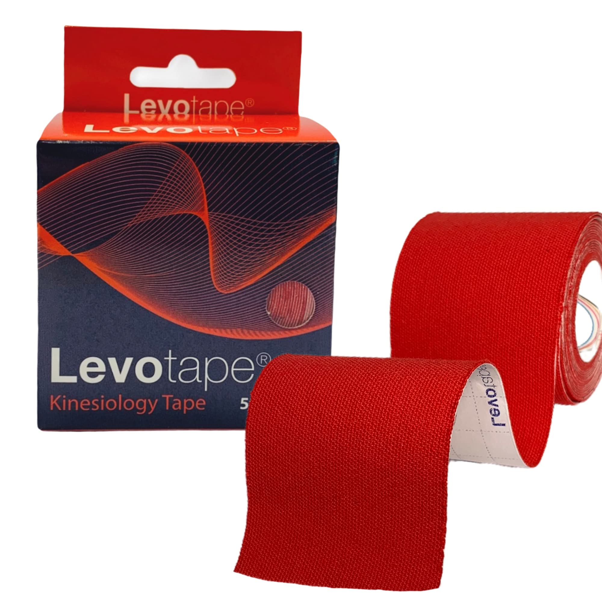 Levotape Kinesiology Tape - 5cm X 5M (Red, 1 Roll) - Hypoallergenic, Waterproof Tape Physio, Medical Sports Kinesiology Knee Tape/Muscle Injury, Sport/Shoulder Support Tape