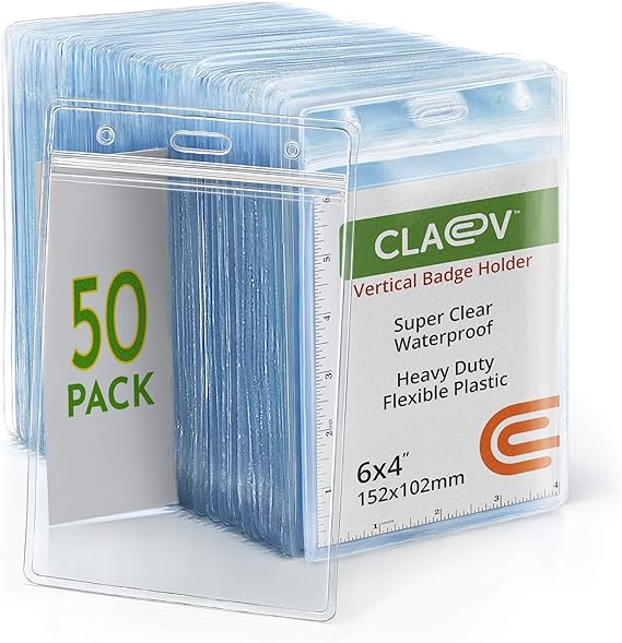 Claev Vertical 4x6 Plastic Passport Holders (4x6 Extra Large (XXL), 100 Pack