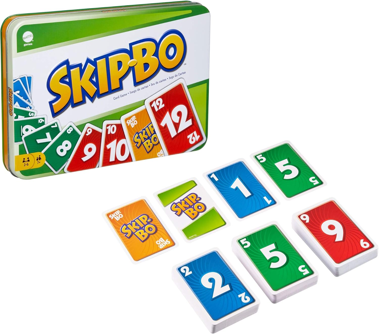 Skip Bo Card Game in Decorative Tin with 162 Cards, Sequencing Family Game for 2 to 6 Players, Kids Gift for Ages 7 Years & Older [ Exclusive]: Toys & Games