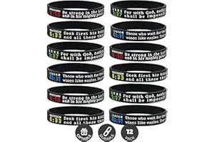 Ezekiel Gift Co. (12-pack) Religious Silicone Bracelets with Assorted Bible Verses - Wholesale Church Supplies Bible Study Tools