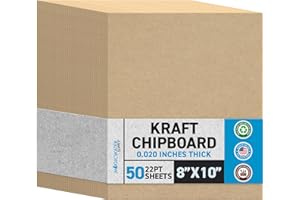 Lot de 50 feuilles d'aggloméré de 20,3 x 25,4 cm – 22 pt (point) en carton kraft marron léger pour scrapbooking et support de