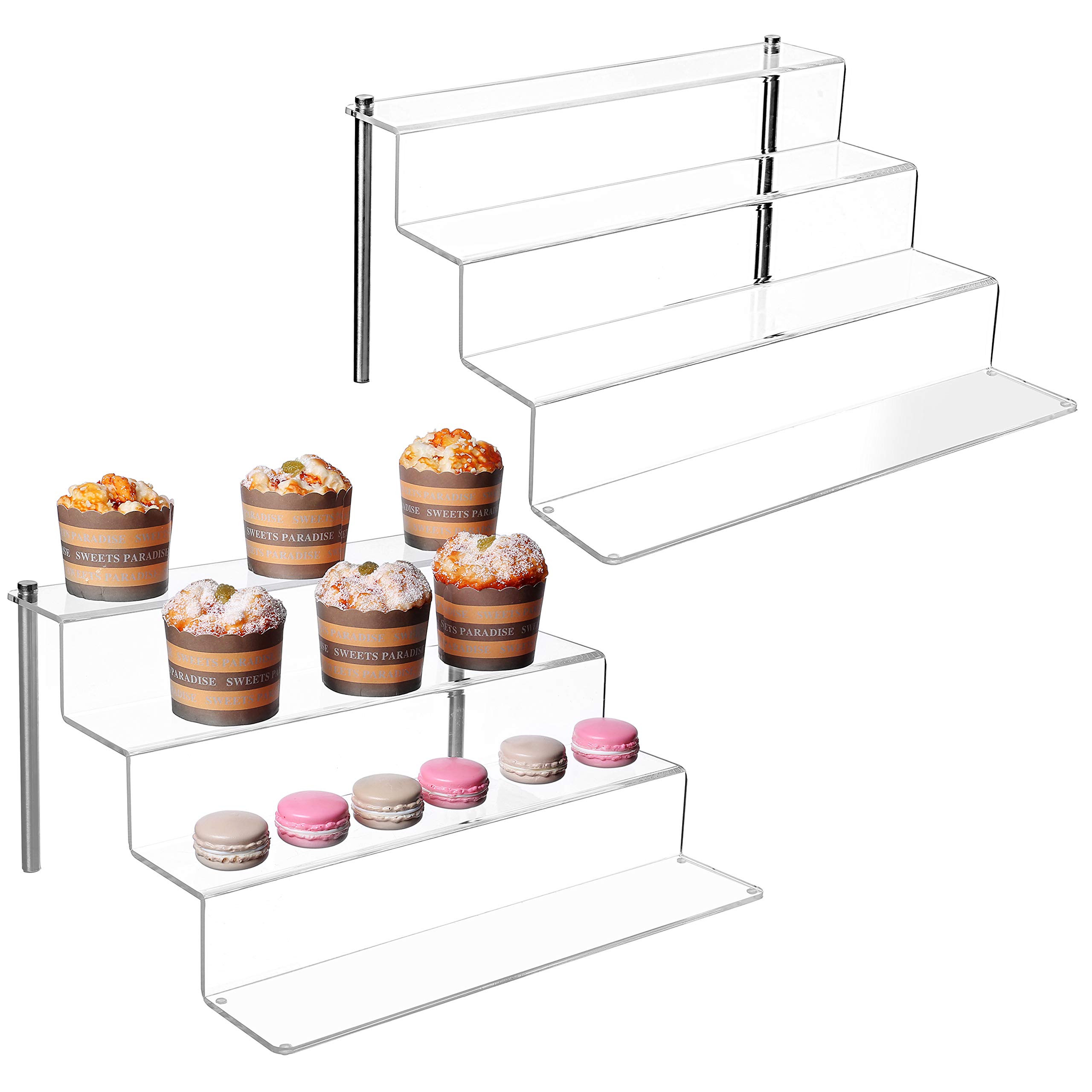 MyGift Clear Acrylic Shelf & Metal Cupcake Stand / 4Tier Display Riser