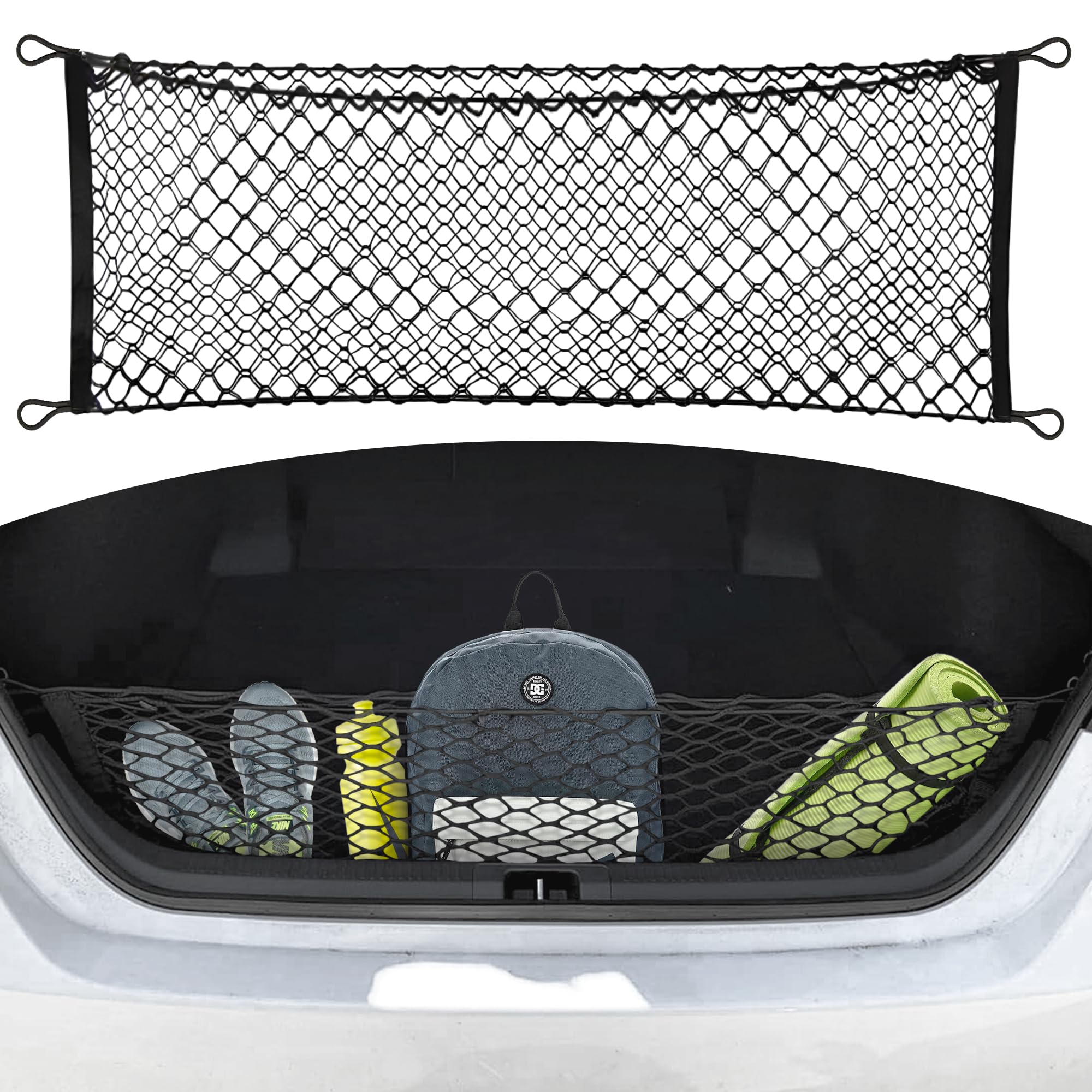 Photo 1 of Envelope Style Automotive Elastic Trunk Mesh Cargo Net for Toyota Camry 2018-2025 - Premium Trunk Organizers and Storage - Luggage Net for Sedan - Best Car Organizer for Toyota Camry Hybrid