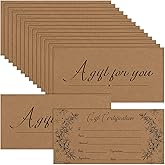 Spiareal 50 Pcs Blank Gift Certificates for Small Businesses 3.75 x 7.5 Inches Double Sided Kraft Black Foil Certificate Cards Paper Vouchers for Hair Salons Spa Restaurants(Brown)