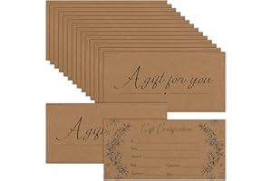 Spiareal 50 Pcs Blank Gift Certificates for Small Businesses 3.75 x 7.5 Inches Double Sided Kraft Black Foil Certificate Cards Paper Vouchers for Hair Salons Spa Restaurants(Brown)